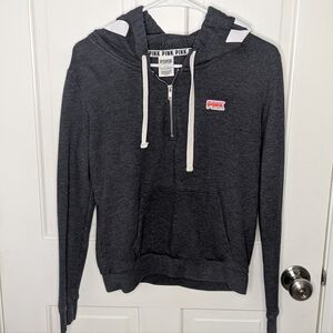 Victoria's Secret PINK Dark Gray Half Zip Hoodie Size Small